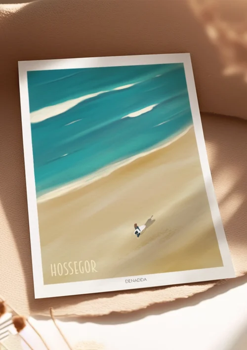 Poster surf personnalisé "Hossegor" Poster surf personnalisé avec le nom de plage Hossegor. Denadda