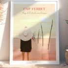 Tableau de la Plage de la Pointe aux Chevaux au Cap Ferret. Une illustration zen avec un coucher de soleil pastel sur le Bassin d'Arcachon. Denadda