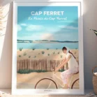 Tableau de la Pointe du Cap Ferret avec une balade à vélo vue sur les dunes et le Bassin d'Arcachon. Denadda
