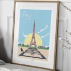 Tableau de Paris minimaliste avec la Tour Eiffel. Décoration d'intérieure d'un appartement parisien. Denadda