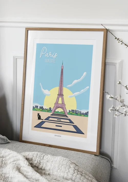 Tableau Paris minimaliste "Tour Eiffel" Tableau de Paris minimaliste avec la Tour Eiffel. Décoration d'intérieure d'un appartement parisien. Denadda