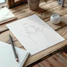 Affiche personnalisée famille dessin minimaliste d'un papa qui porte son enfant sur les épaules avec fond uni. Affiche line art réalisée d'un seul trait par Denadda. Cadeau personnalisé pour la fête des pères, Noël ou un anniversaire.