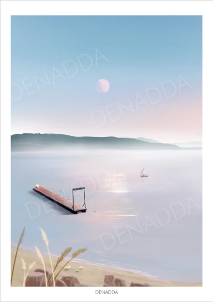 Affiche zen d'un lever de soleil sur le lac de Sainte-Croix dans les Gorges du Verdon. Denadda