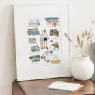 Cadre personnalisé couple, avec plusieurs dessins qui racontent leur histoire d'amour, date, lieu de rencontre​. Un dessin personnalisé par Denadda à partir de plusieurs photos. Idéal pour la décoration du chambre. Un cadeau unique pour anniversaire de mariage, Noël ou la Saint-Valentin.