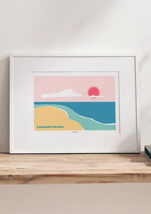 Cadre personnalisé paysage minimaliste - Plage Cadre personnalisé paysage minimaliste d'une plage. Création dessinée par Denadda.