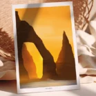 Poster zen au sunset de la falaise d'Etretat en Normandie. Illustration poétique de Denadda
