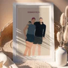 Portrait personnalisé couple sans visage avec texte. Illustration minimaliste personnalisée par Denadda.