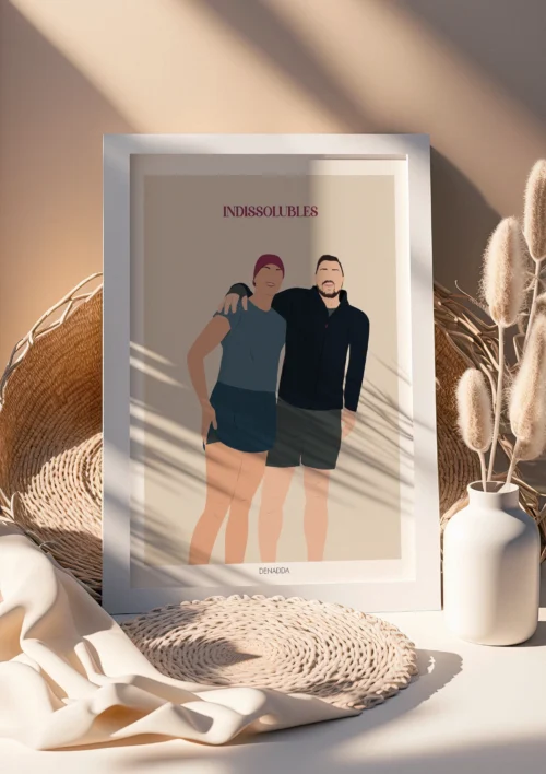 Portrait personnalisé couple sans visage - Illustration minimaliste Portrait personnalisé couple sans visage avec texte. Illustration minimaliste personnalisée par Denadda.