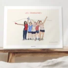 Affiche personnalisée amies, dessin de 5 meilleures amies avec surnom, lieu et date personnalisé à partir d'une photo par Denadda pour un cadeau de départ.