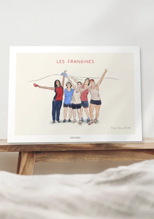 Affiche personnalisée amies - Dessin Affiche personnalisée amies, dessin de 5 meilleures amies avec surnom, lieu et date personnalisé à partir d'une photo par Denadda pour un cadeau de départ.