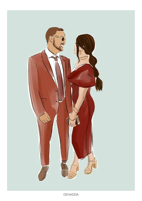 Affiche couple dans le style dessin proposé par Denadda.