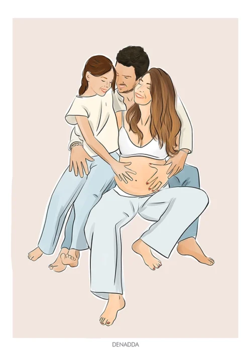 Affiche famille dans le style dessin proposé par Denadda.