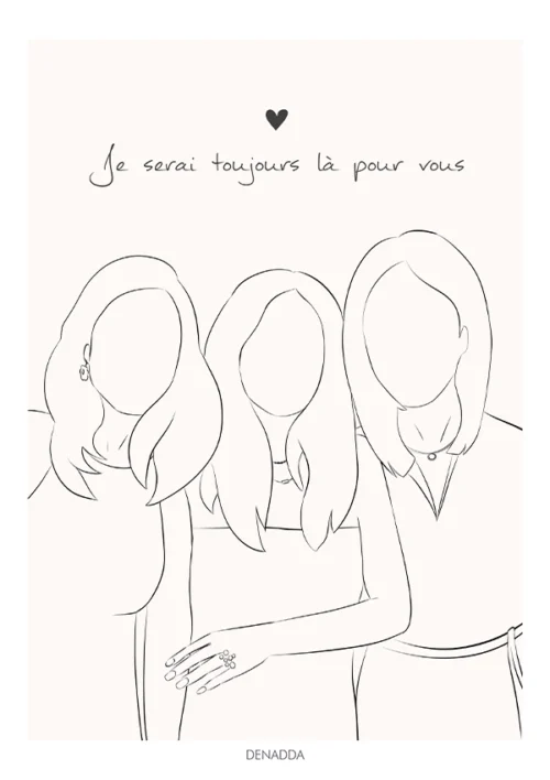 Dessin minimaliste Affiche amis dans le style dessin minimaliste proposé par Denadda.