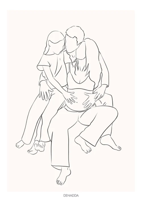 Affiche famille dans le style dessin minimaliste proposé par Denadda.