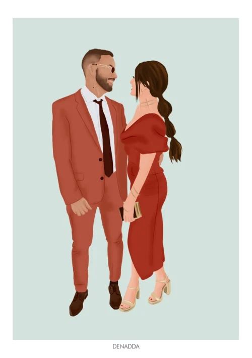 Affiche couple dans le style illustration proposé par Denadda.