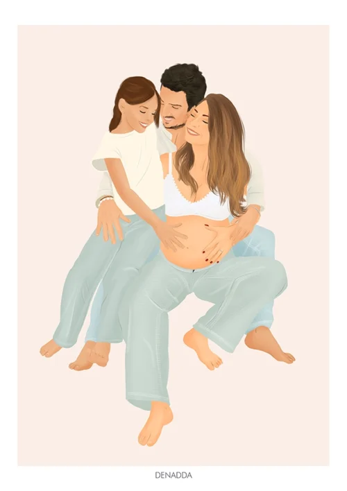 Affiche famille dans le style illustration proposé par Denadda.