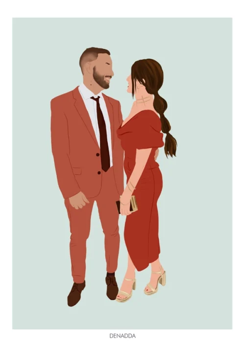 Affiche couple dans le style illustration minimaliste proposé par Denadda.
