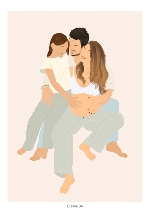 Affiche famille dans le style illustration minimaliste proposé par Denadda.