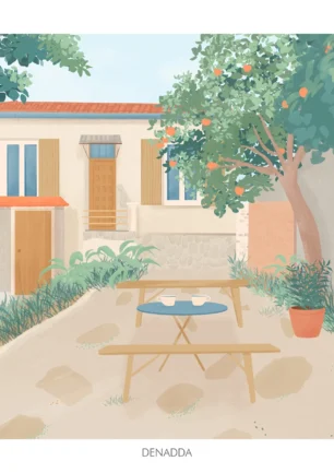 Illustration personnalisée maison. Une création de Denadda faite à la main